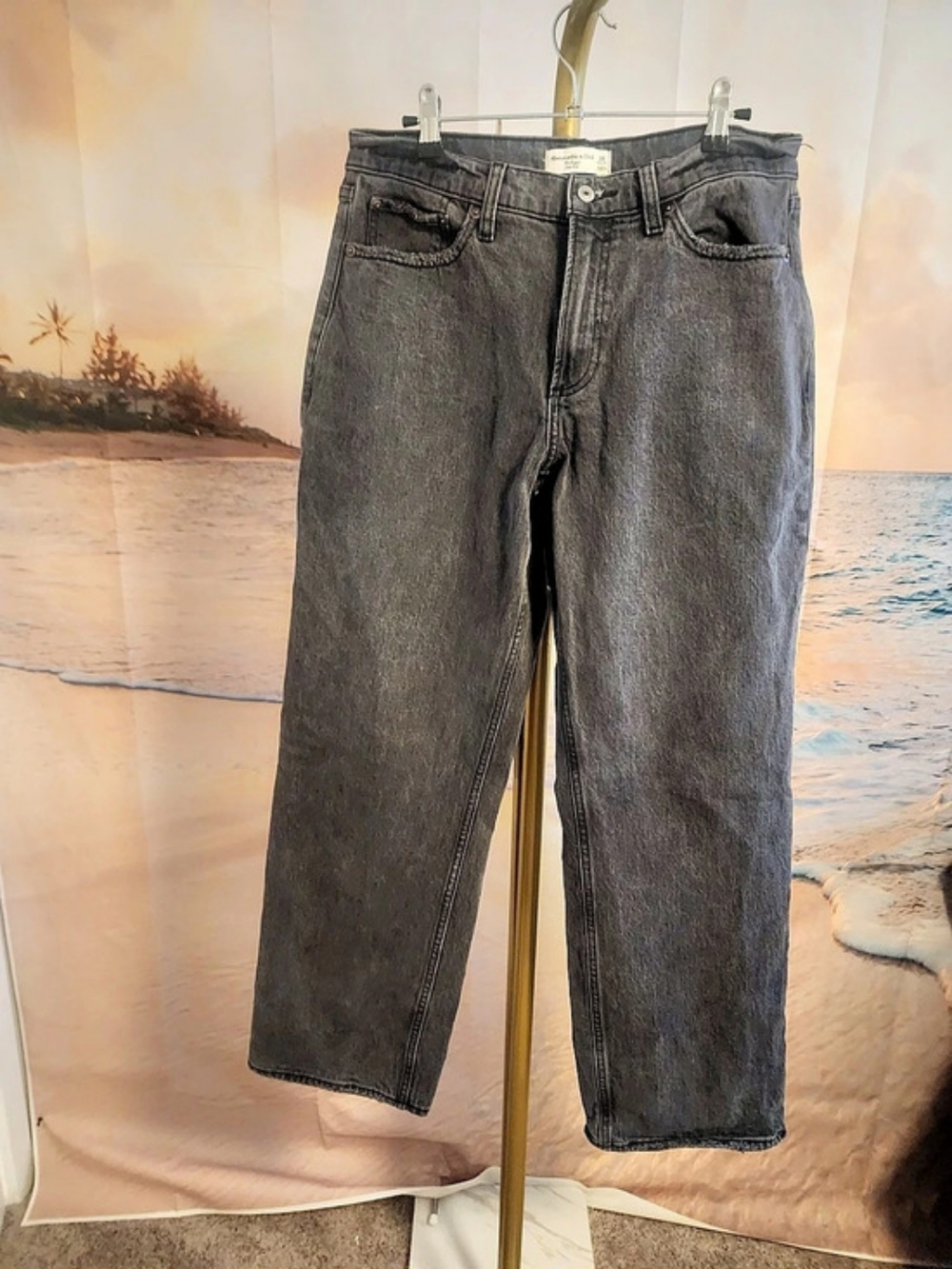 Abercrombie & Fitch Curve Love Straight Leg Jeans Straight Leg Jeans Black Waist